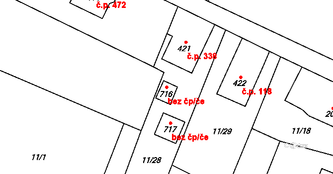 Třinec 79012141 na parcele st. 716 v KÚ Nebory, Katastrální mapa