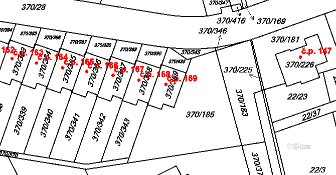 Cholupice 169, Praha na parcele st. 370/369 v KÚ Cholupice, Katastrální mapa