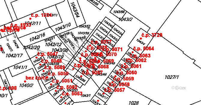 Znojmo 5071 na parcele st. 1043/30 v KÚ Znojmo-město, Katastrální mapa