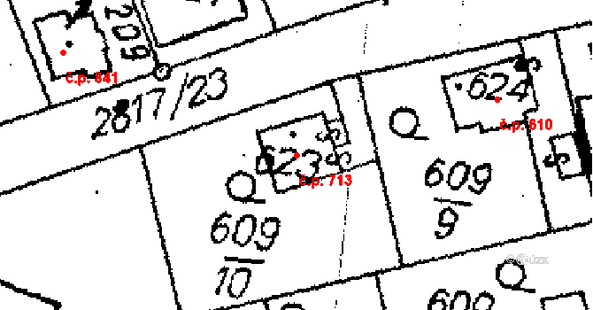 Libina 713 na parcele st. 5265 v KÚ Horní Libina, Katastrální mapa