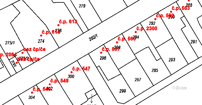 Zábřeh 557 na parcele st. 298 v KÚ Zábřeh na Moravě, Katastrální mapa