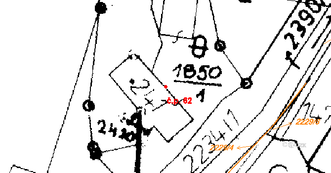 Merboltice 62 na parcele st. 241 v KÚ Merboltice, Katastrální mapa