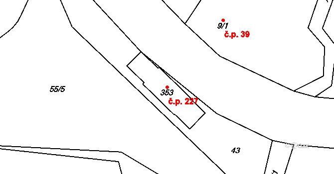 Robousy 227, Jičín na parcele st. 353 v KÚ Robousy, Katastrální mapa
