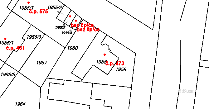 Kopřivnice 473 na parcele st. 1958 v KÚ Kopřivnice, Katastrální mapa