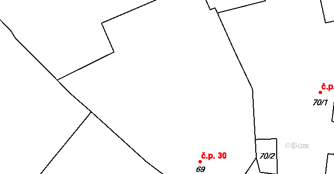 Svojetín 30 na parcele st. 69 v KÚ Svojetín, Katastrální mapa