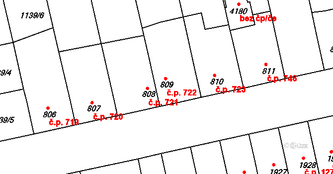 Humpolec 722 na parcele st. 809 v KÚ Humpolec, Katastrální mapa