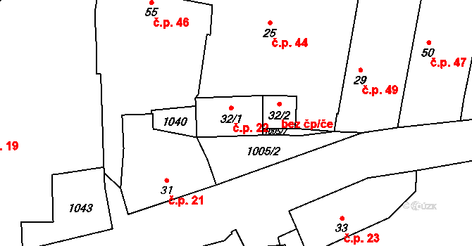 Lnářský Málkov 22, Kadov na parcele st. 32/1 v KÚ Lnářský Málkov, Katastrální mapa