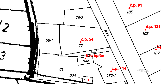 Strojetice 54, Kryry na parcele st. 77 v KÚ Strojetice u Podbořan, Katastrální mapa