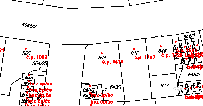Louny 1410 na parcele st. 644 v KÚ Louny, Katastrální mapa