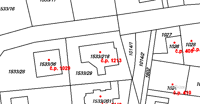 Řeporyje 1213, Praha na parcele st. 1533/218 v KÚ Řeporyje, Katastrální mapa