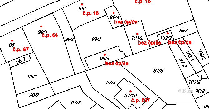 Zápy 95695141 na parcele st. 99/5 v KÚ Zápy, Katastrální mapa