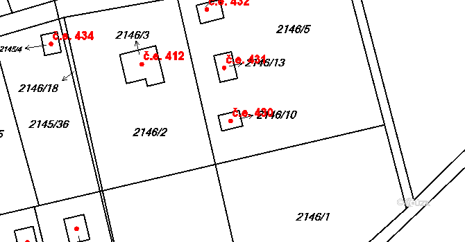 Chotěboř 430 na parcele st. 2146/10 v KÚ Chotěboř, Katastrální mapa
