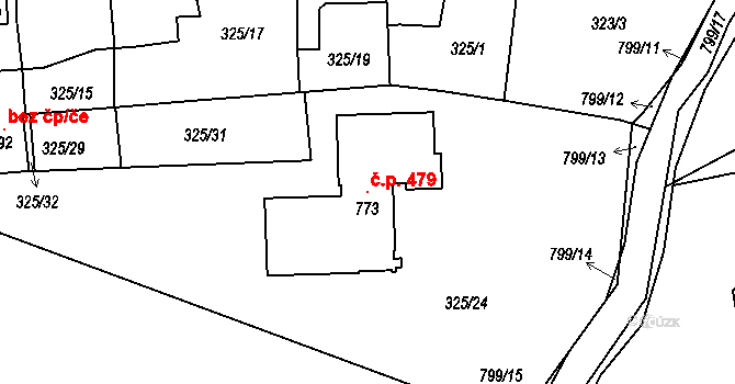Maršov 479, Krupka na parcele st. 773 v KÚ Maršov u Krupky, Katastrální mapa