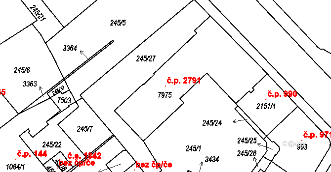 Cheb 2791 na parcele st. 7975 v KÚ Cheb, Katastrální mapa