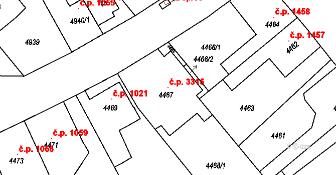Kročehlavy 3315, Kladno na parcele st. 4467 v KÚ Kročehlavy, Katastrální mapa