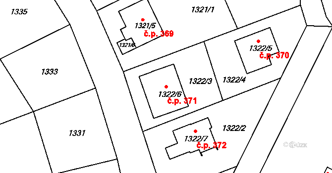 Moravský Krumlov 371 na parcele st. 1322/6 v KÚ Moravský Krumlov, Katastrální mapa
