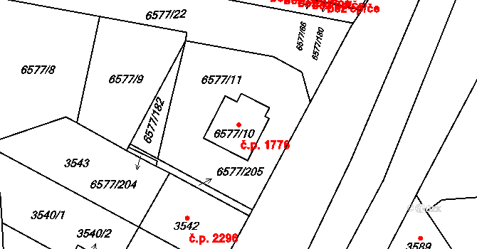 Přerov I-Město 1776, Přerov na parcele st. 6577/10 v KÚ Přerov, Katastrální mapa