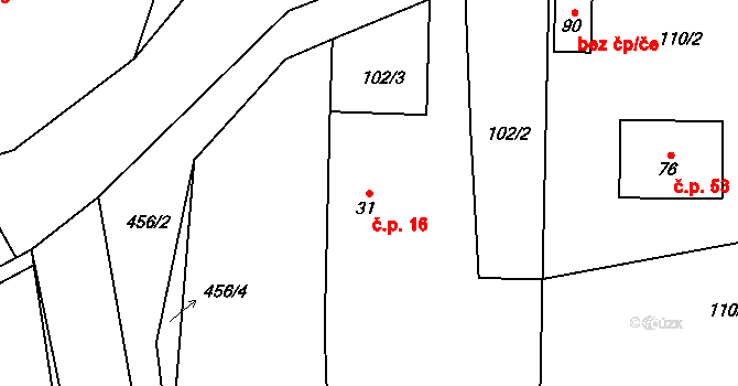 Štipoklasy 16 na parcele st. 31 v KÚ Štipoklasy u Černín, Katastrální mapa