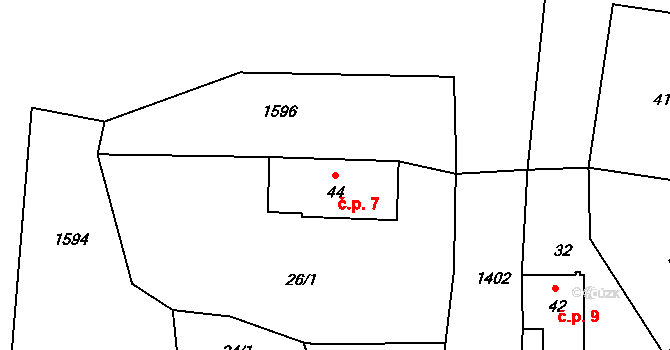 Rychnov 7, Verneřice na parcele st. 44 v KÚ Rychnov u Verneřic, Katastrální mapa