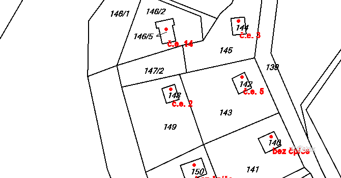 Henčov 2, Jihlava na parcele st. 148 v KÚ Henčov, Katastrální mapa