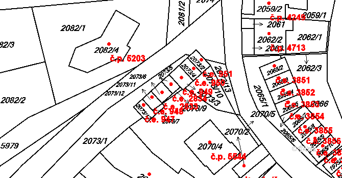 Jihlava 2834 na parcele st. 2073/5 v KÚ Jihlava, Katastrální mapa