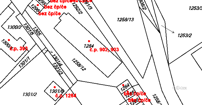 Bystřice 902,903 na parcele st. 1284 v KÚ Bystřice nad Olší, Katastrální mapa