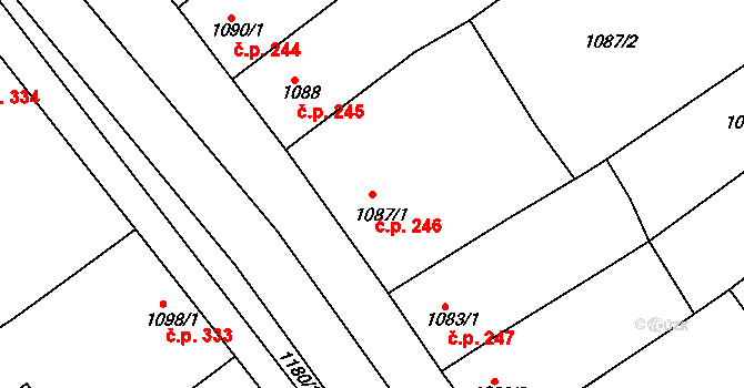 Šardice 246 na parcele st. 1087/1 v KÚ Šardice, Katastrální mapa