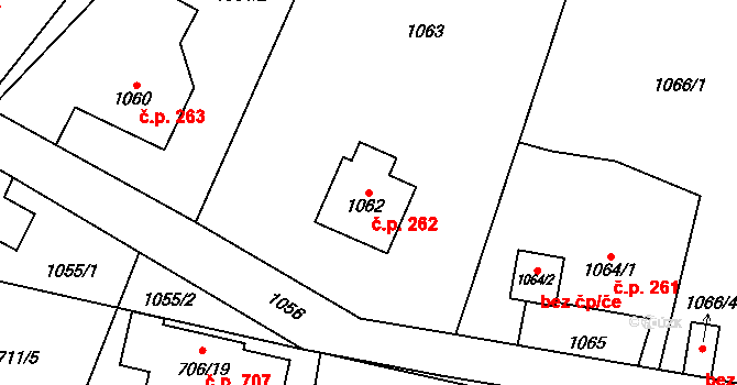 Krmelín 262 na parcele st. 1062 v KÚ Krmelín, Katastrální mapa