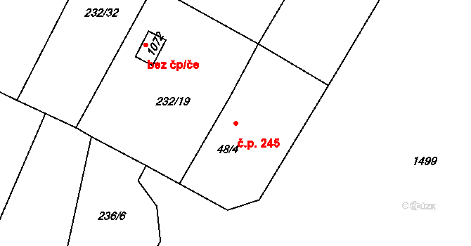 Raškovice 245 na parcele st. 48/4 v KÚ Raškovice, Katastrální mapa