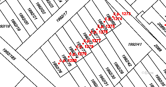 Mnichovo Hradiště 1277 na parcele st. 1992/73 v KÚ Mnichovo Hradiště, Katastrální mapa