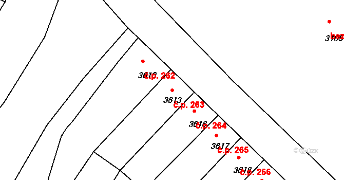 Mimoň I 263, Mimoň na parcele st. 3613 v KÚ Mimoň, Katastrální mapa