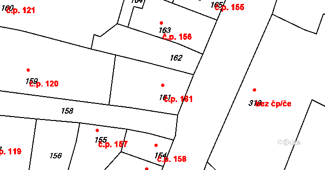 Mimoň III 181, Mimoň na parcele st. 161 v KÚ Mimoň, Katastrální mapa
