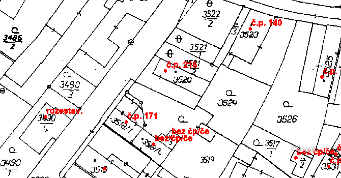 Poděbrady III 216, Poděbrady na parcele st. 3520 v KÚ Poděbrady, Katastrální mapa