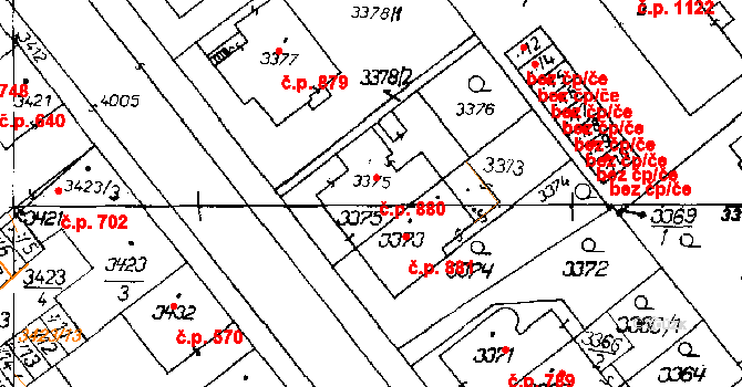 Poděbrady III 880, Poděbrady na parcele st. 3375 v KÚ Poděbrady, Katastrální mapa