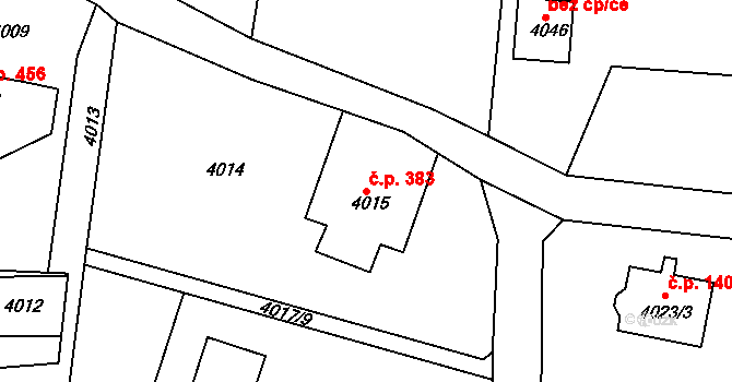 Smržovka 383 na parcele st. 4015 v KÚ Smržovka, Katastrální mapa
