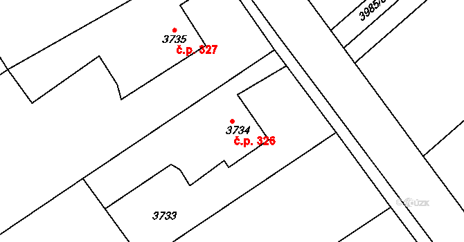 Lískovec 326, Frýdek-Místek na parcele st. 3734 v KÚ Lískovec u Frýdku-Místku, Katastrální mapa
