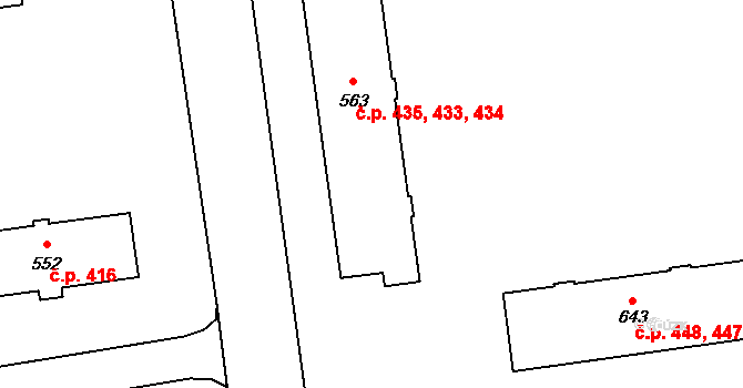 Úšovice 433,434,435, Mariánské Lázně na parcele st. 563 v KÚ Úšovice, Katastrální mapa