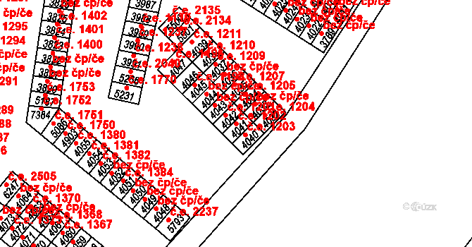 Cheb 1202 na parcele st. 4041 v KÚ Cheb, Katastrální mapa