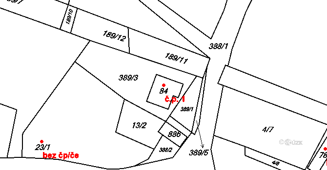 Lipnice 1, Český Rudolec na parcele st. 84 v KÚ Lipnice u Markvarce, Katastrální mapa