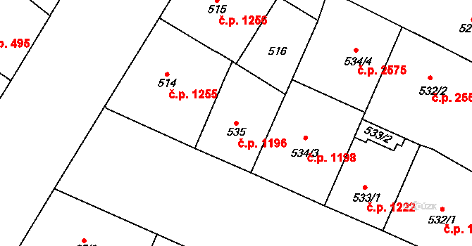 Vinohrady 1196, Praha na parcele st. 535 v KÚ Vinohrady, Katastrální mapa