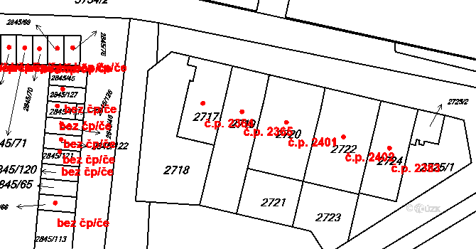 Záběhlice 2365, Praha na parcele st. 2719 v KÚ Záběhlice, Katastrální mapa