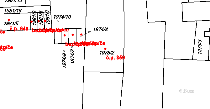 Holešovice 859, Praha na parcele st. 1975/2 v KÚ Holešovice, Katastrální mapa