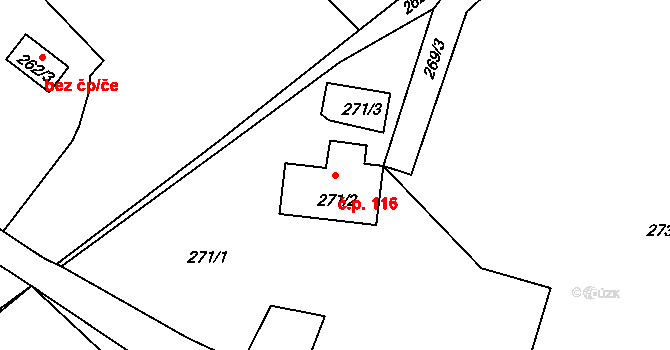 Rumburk 2-Horní Jindřichov 116, Rumburk na parcele st. 271/2 v KÚ Horní Jindřichov, Katastrální mapa