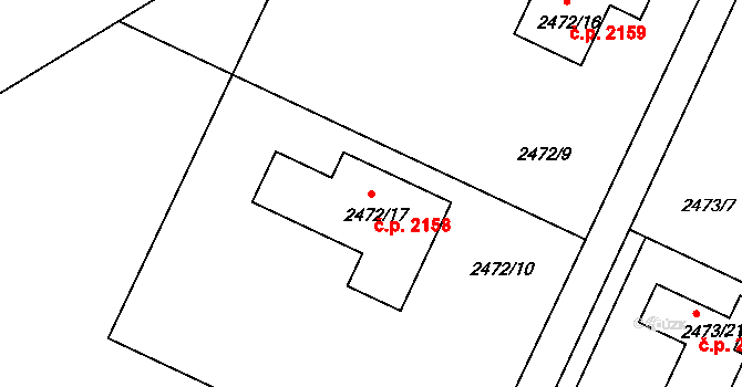 Předměstí 2158, Litoměřice na parcele st. 2472/17 v KÚ Litoměřice, Katastrální mapa