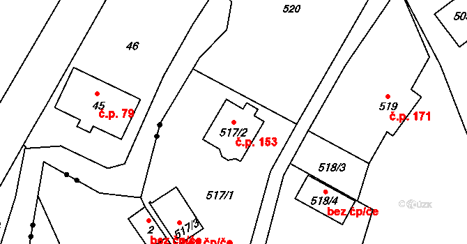 Liberec XX-Ostašov 153, Liberec na parcele st. 517/2 v KÚ Ostašov u Liberce, Katastrální mapa