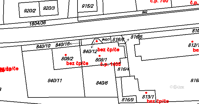 Brumov 1405, Brumov-Bylnice na parcele st. 808/1 v KÚ Brumov, Katastrální mapa