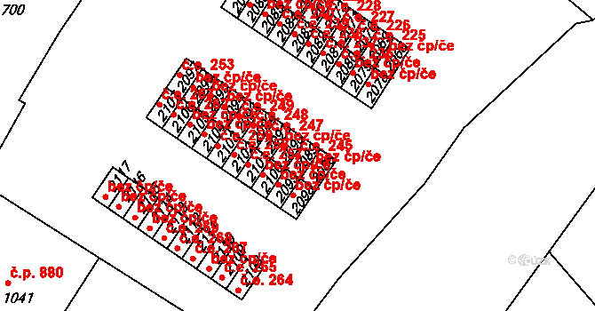 Slaný 245 na parcele st. 2089 v KÚ Slaný, Katastrální mapa