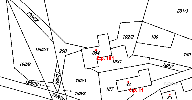 Chodovice 101, Holovousy na parcele st. 364 v KÚ Holovousy v Podkrkonoší, Katastrální mapa