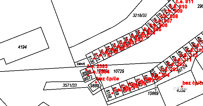 Hodonín 799 na parcele st. 5132/1 v KÚ Hodonín, Katastrální mapa