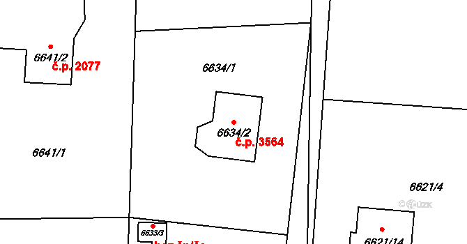 Frýdek 3564, Frýdek-Místek na parcele st. 6634/2 v KÚ Frýdek, Katastrální mapa